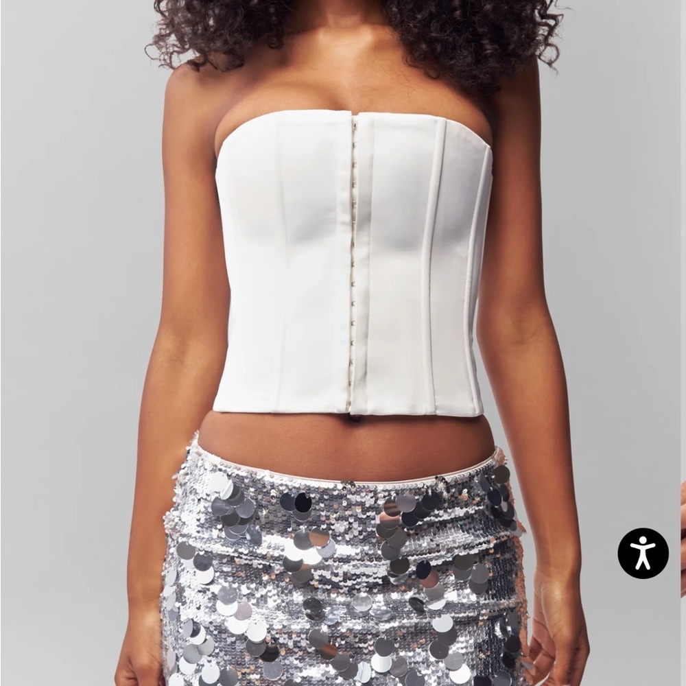 Danielle Guizio Silver Sequin Mini Skirt